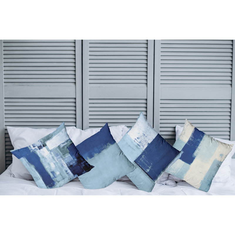 Reversible Pillow Cover, 16" H x 16" W, Night Blue / Pale Teal