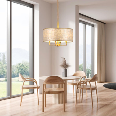 4-Light Natural Capiz Shell Drum Chandelier