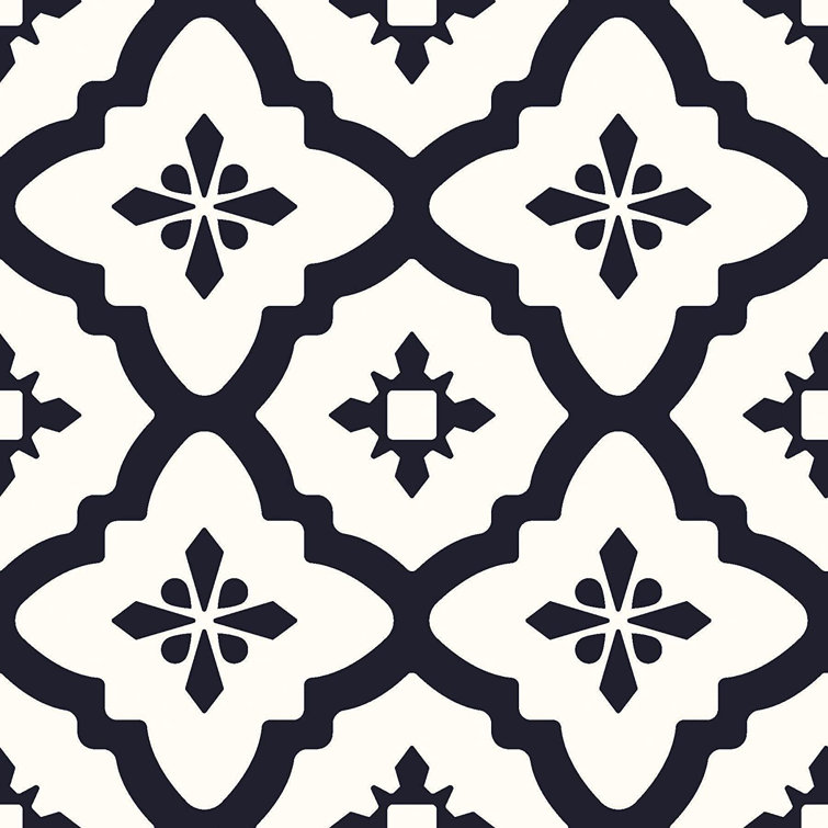 Buendia 30.48 x 30.48 cm PVC Tile in Black/White