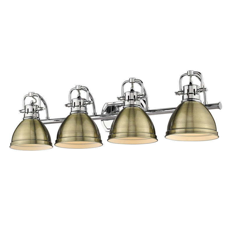 Aged Brass and Chrome 4-Light Dimmable Vanity Fixture
