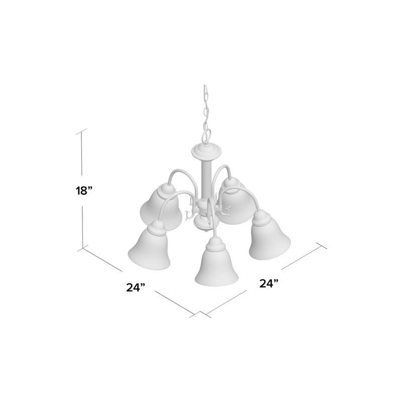 Turcotte 5 - Light Dimmable Chandelier, White, Brushed Nickel