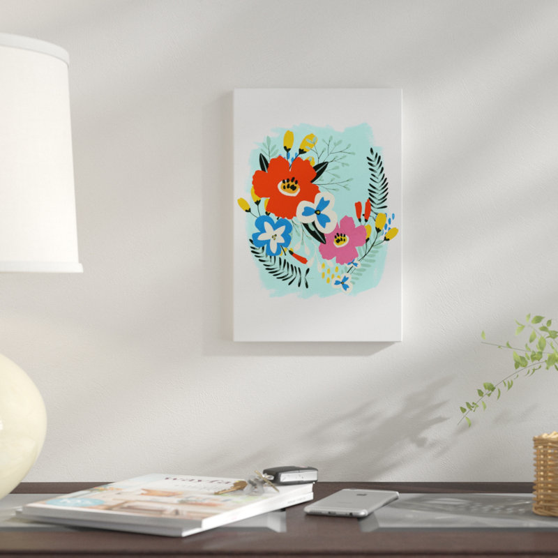 « bouquet brillantes iv », reproduction sur toile, H 26 po x l 18 po x P 1,5 po, Pas de tapis, Toile tendue