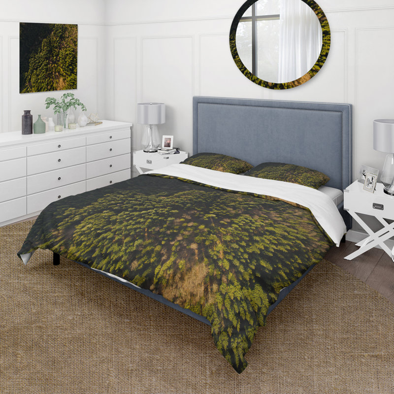 Arial View Of Green Woods - Ensemble de housse de couette Lake House - Microfibre de polyester
