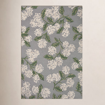 Rifle Paper Co. x Loloi Gray Hand-Woven Floral Rug