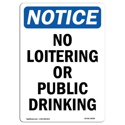 No Loitering or Public Drinking Sign