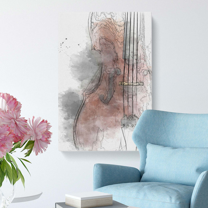 Cello in Abstract - Wrapped Canvas, 50cm H x 35cm W x 3cm D