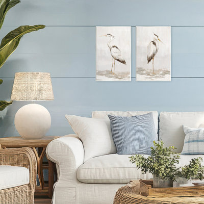 Ensemble de 2 plaques murales Serene Heron Birds, design par Hannah Dawson