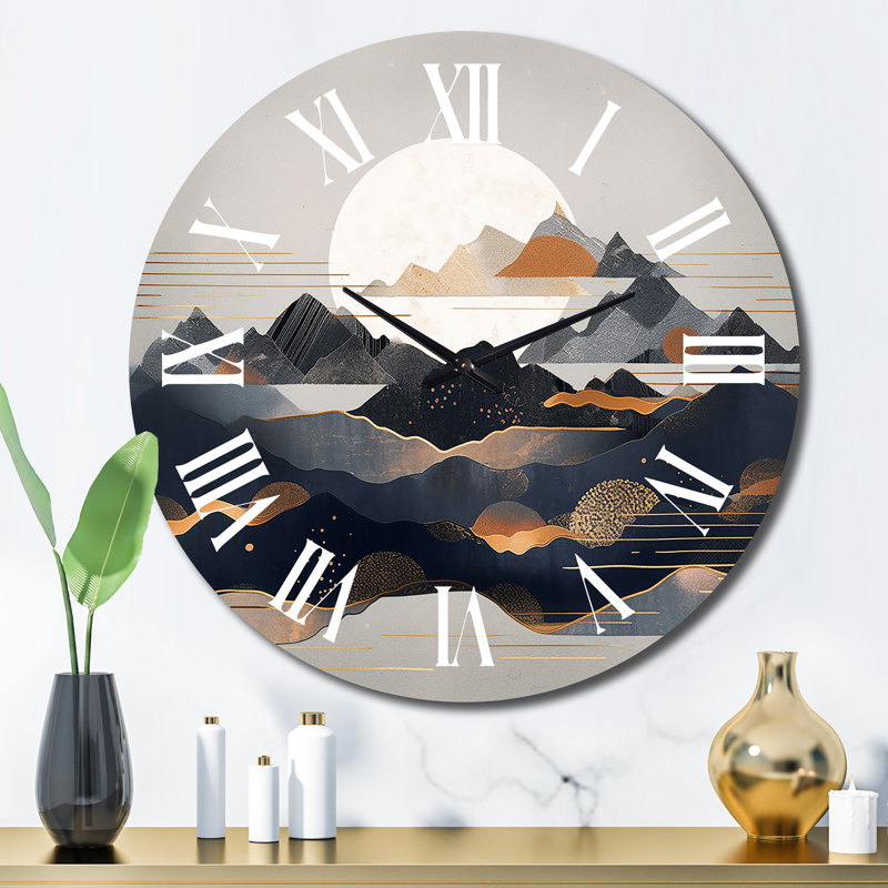 Horloge murale en métal, Grand, Horizons du Mont audacieux III