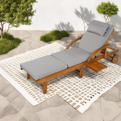 Méridiennes de patio réglables, chaise de piscine moderne en bois d'acacia