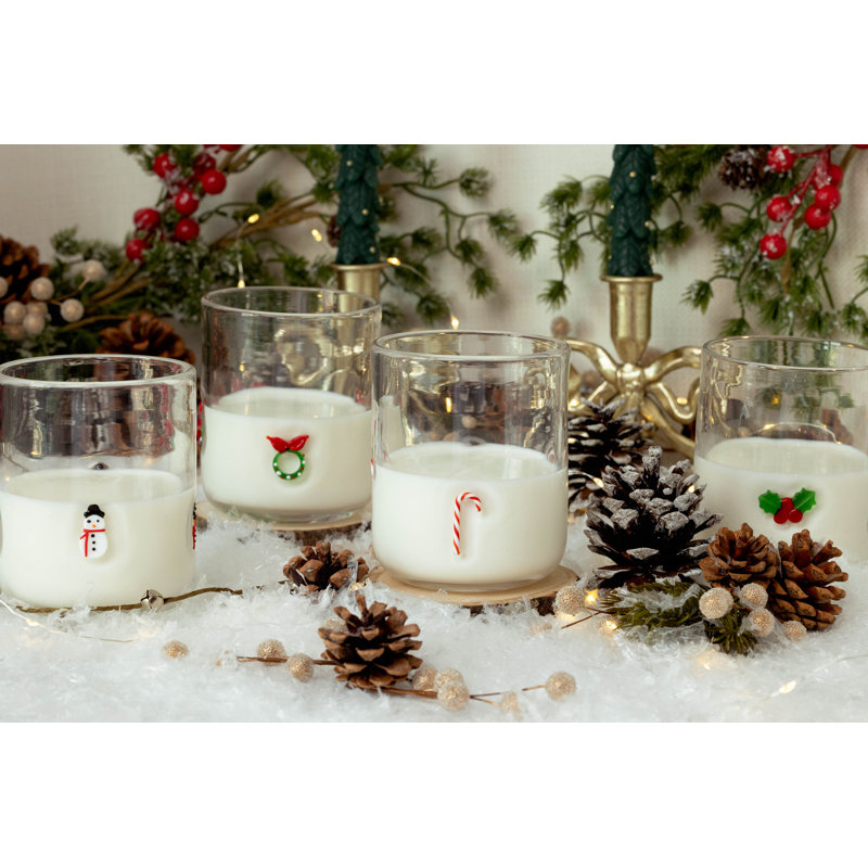 Verre Holly Leaf Icon, ensemble de 4