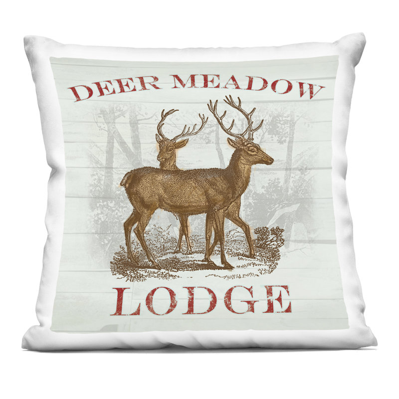 Conception de coussin décoratif imprimé Deer Meadow Lodge par Lula Bijoux & co.