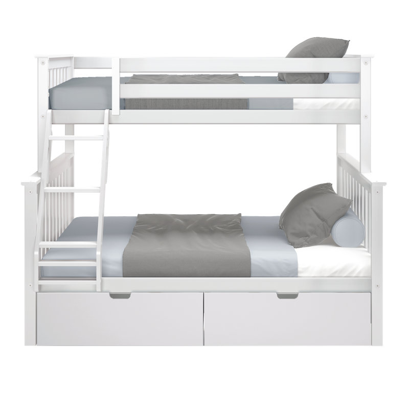 Lit superposé standard en bois massif Bolles, Simple sur double, Blanc