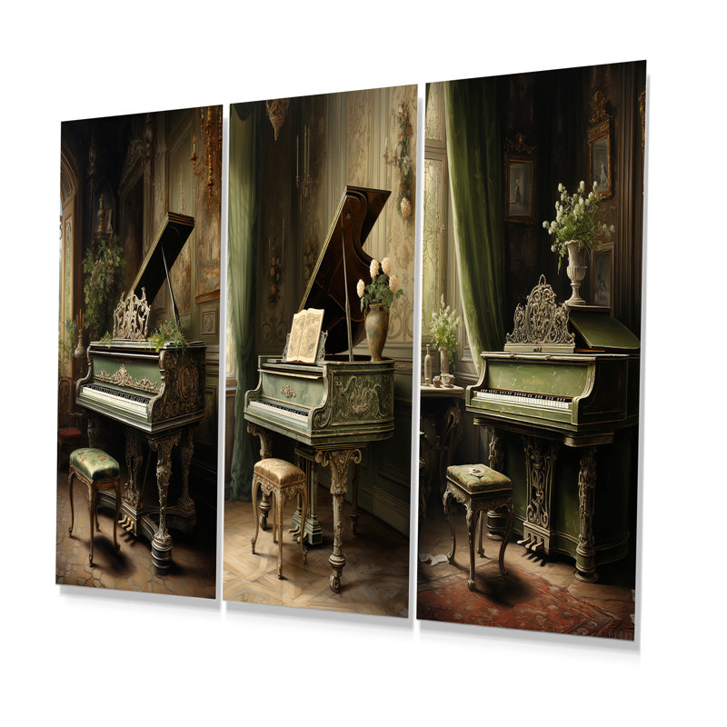 Piano Renaissance Resonance - Music Piano Metal Wall Art Set Of 3, 28" H x 36" W