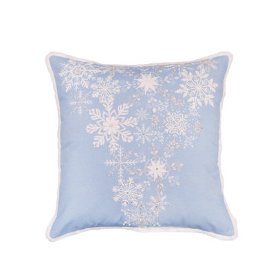 Coussin décoratif avec arbre de Noël en forme de flocon de neige glacé 18 po x 18 po
