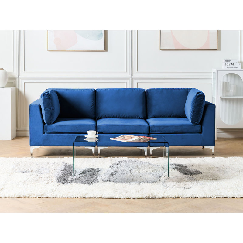 Millings 3 Seater Velvet Sofa, Blue