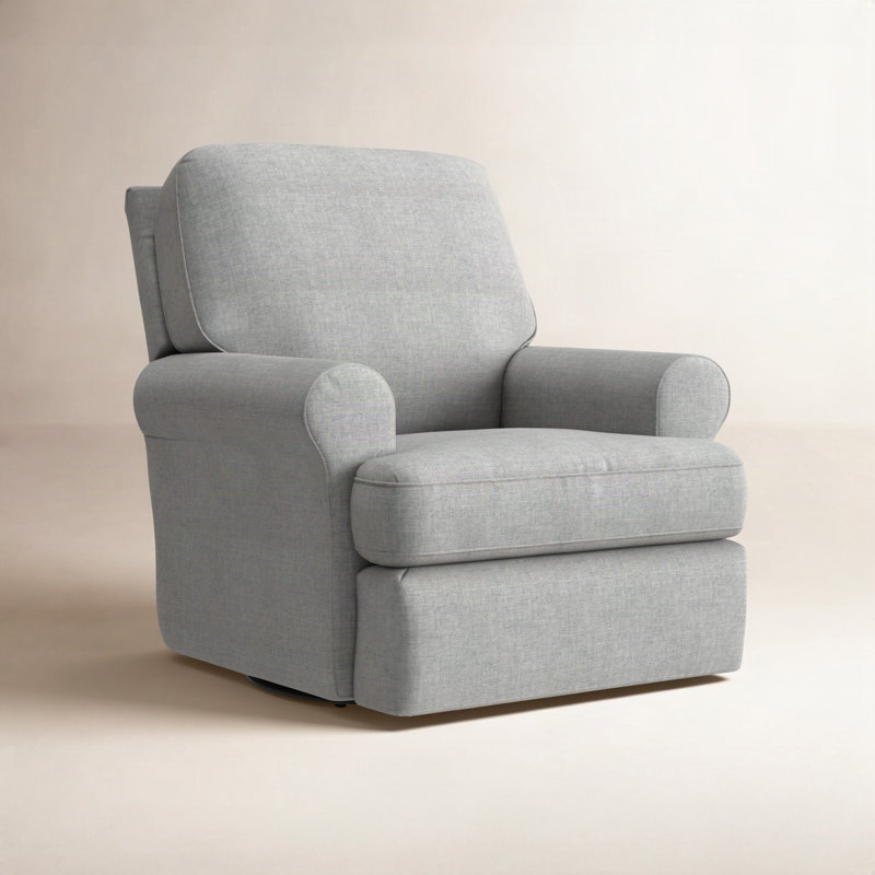 Aubry Upholstered Swivel Reclining Glider, Cherie Silver Performance Boucle