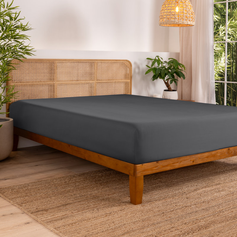 Drap-housse en rayonne de bambou, Gris, Drap-housse grand