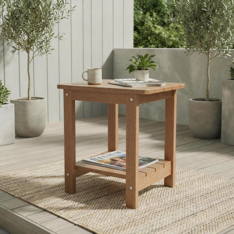 Plastic Side Table, Teak