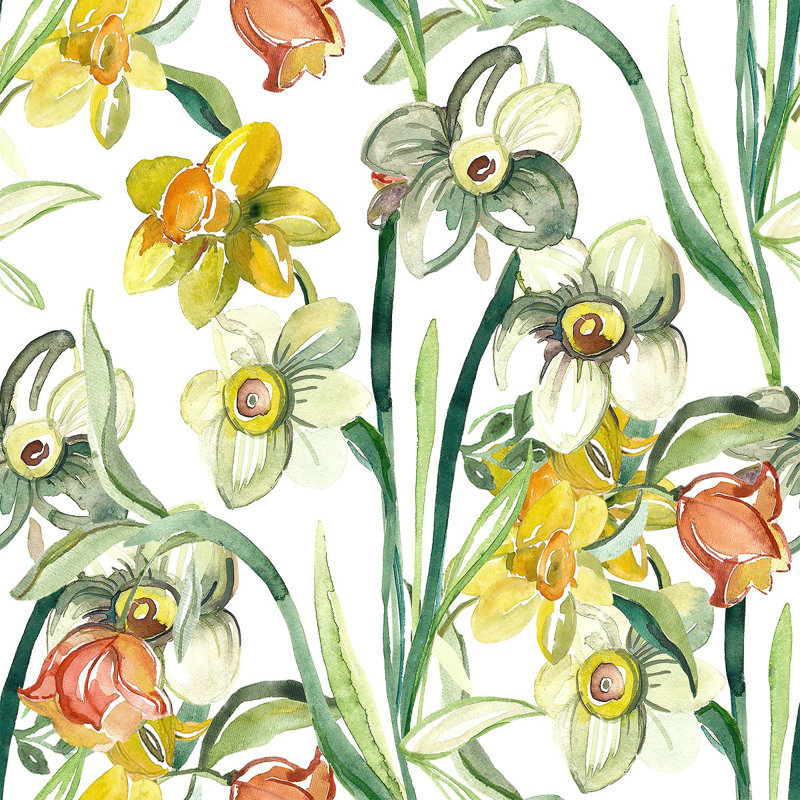Narcissus Wallpaper Floral Tile