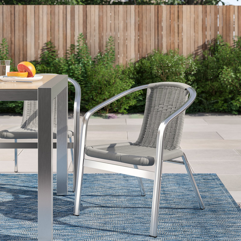 Chaise de patio empilable Herdon, Gris