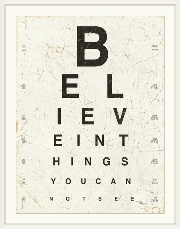 « i », art textuel Eye Chart, Cadre blanc, H 23 po x l 20 po x P 1 po