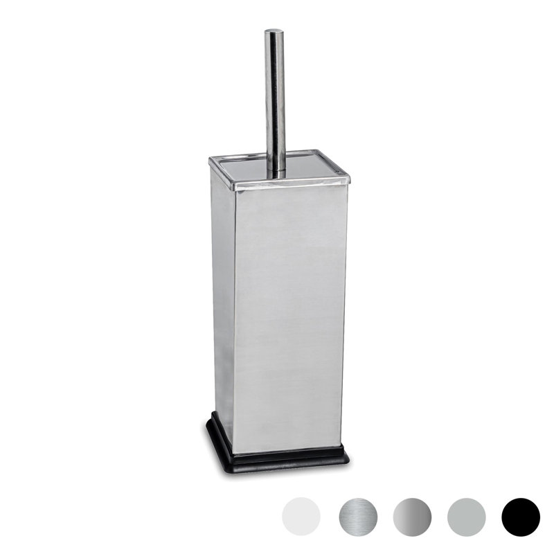 Harbour Housewares Square Toilet Brush and Holder, Chrome