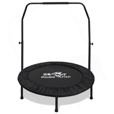 Mini trampoline réglable de haute qualité à poignée en mousse de 48 po - Peut supporter jusqu'à 400 lb, rebondisseur rectangulaire noir pour adultes - idéal pour les entraînements intérieurs et extérieurs