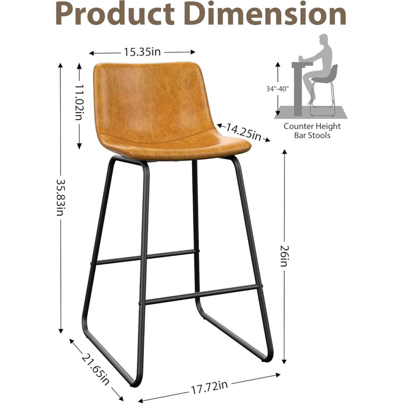 Ensemble de tabourets de bar avec tabourets de bar à hauteur de comptoir avec dossier et tabourets de bar modernes en simili-cuir avec pieds en métal et repose-pieds