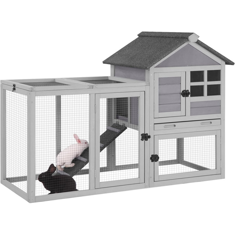 Cage à poulailler extensible 51,6 po, Gris / Blanc