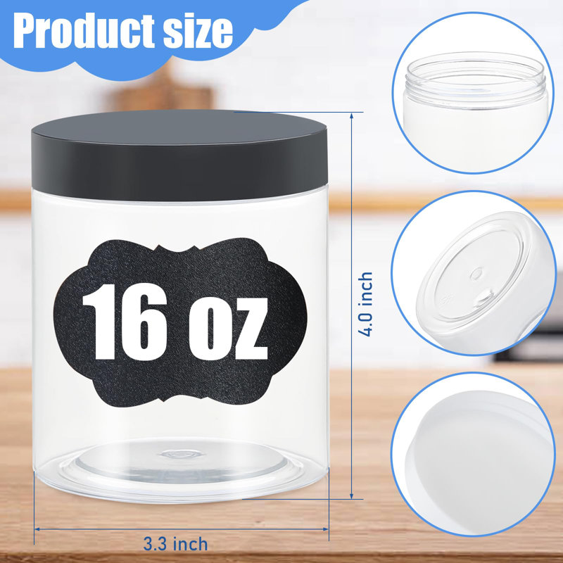 Bocaux en plastique avec couvercles, contenants en plastique de 16 oz avec couvercles de bocaux Mason