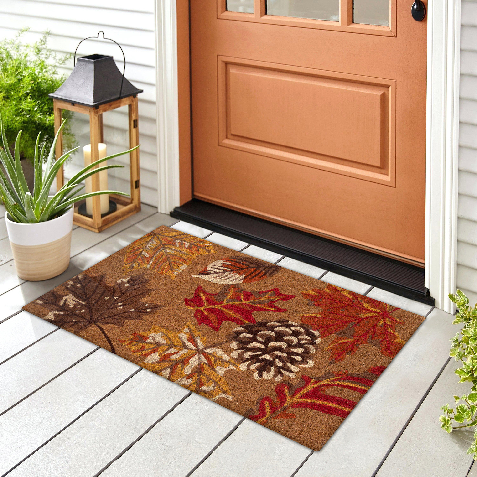 Winston Porter Jaylnn Leaves Non-Slip Outdoor Door Mat & Reviews | Wayfair