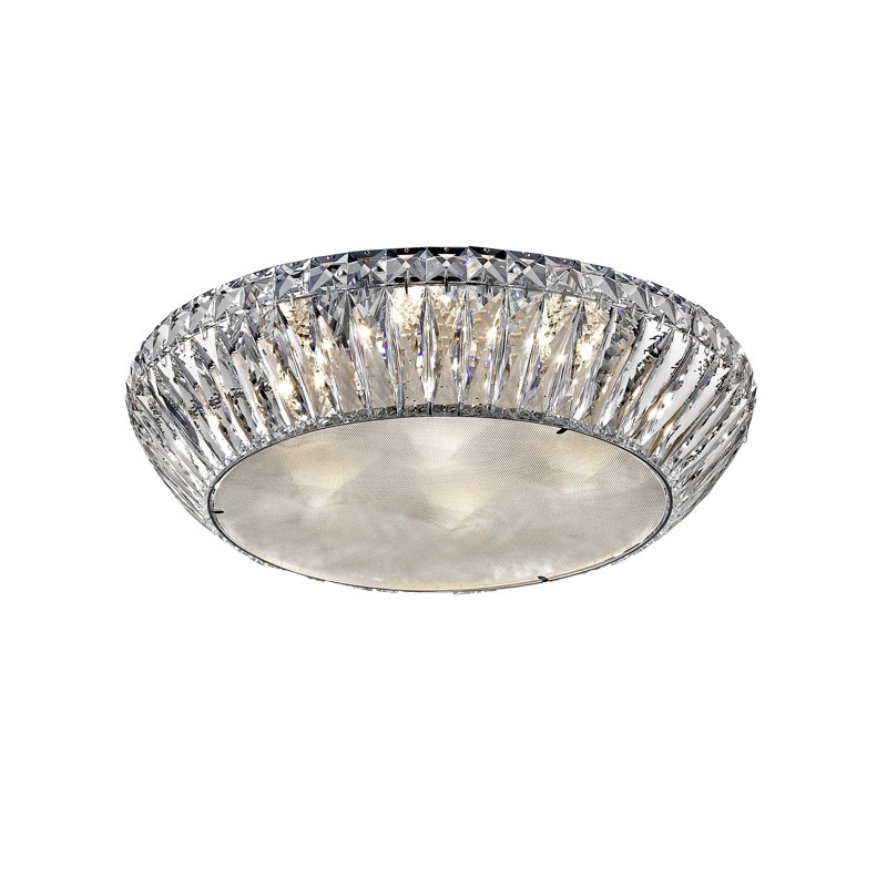 Crystal LED Flush Mount, Chrome, 14" H x 53" W x 53" D, 7 Lights