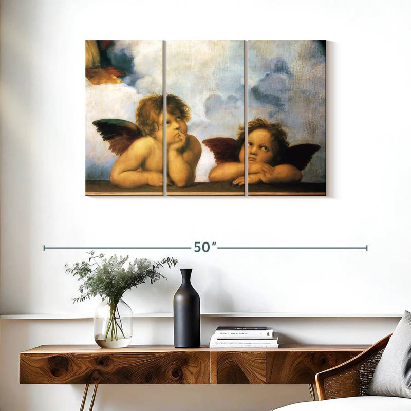Détail de Putti de la Madone Sixtine, H 24 po x l 38 po