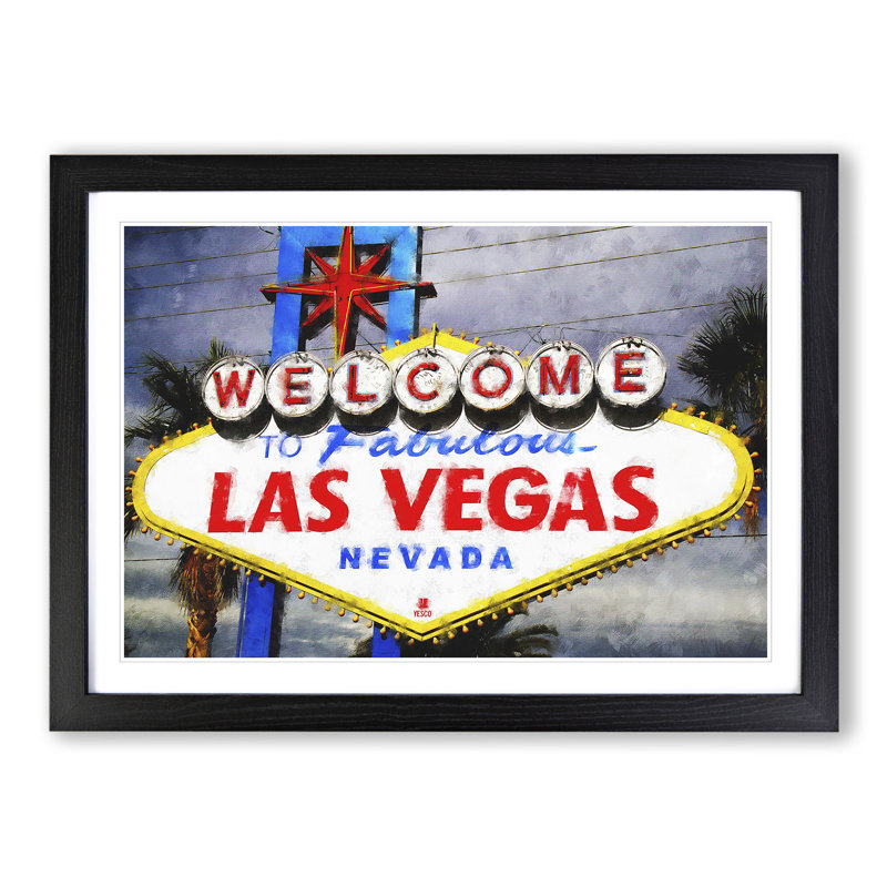 Las Vegas Sign Vol.2 - Picture Frame Painting, 36cm H x 48cm W x 2cm D, Black Framed