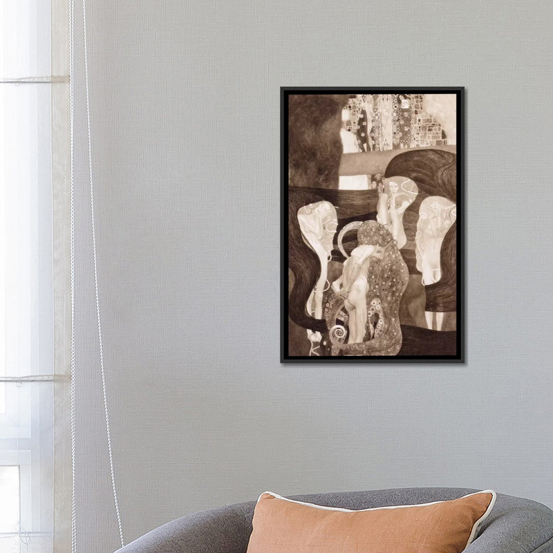 « jurisprudenz » par gustav klimt,, reproduction d’art sur toile, H 26 po x l 18 po x P 1,5 po, Toile avec cadre noir