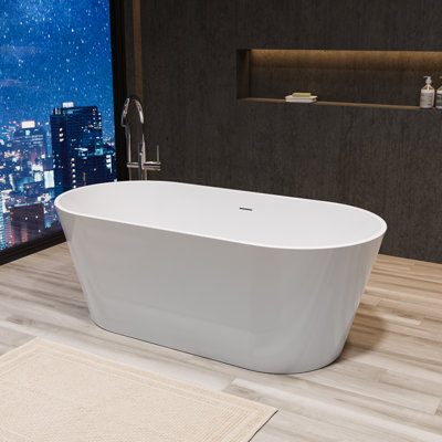 59" X 28" Freestanding Soaking Acrylic Bathtub