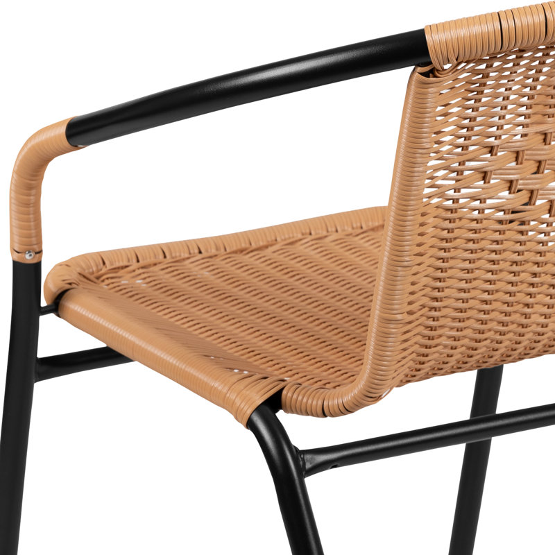 Arthor Rattan Indoor/Outdoor Stacking Restaurant Chairs by Flash Furniture, Beige