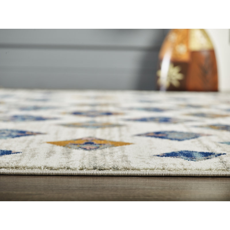 Tapis gris à motif géométrique Elberton, Rectangle 3 pi x 5 pi