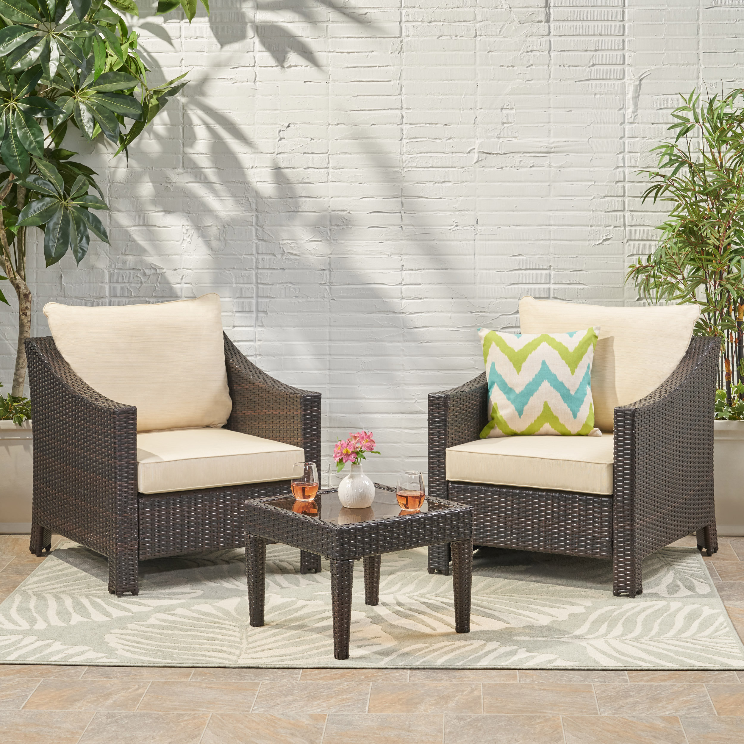 Byxbee 3 piece shop conversation set with cushions