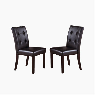 Chaises de salle à manger rembourrées avec boutons capitonnés, brun foncé (ensemble de 2)
