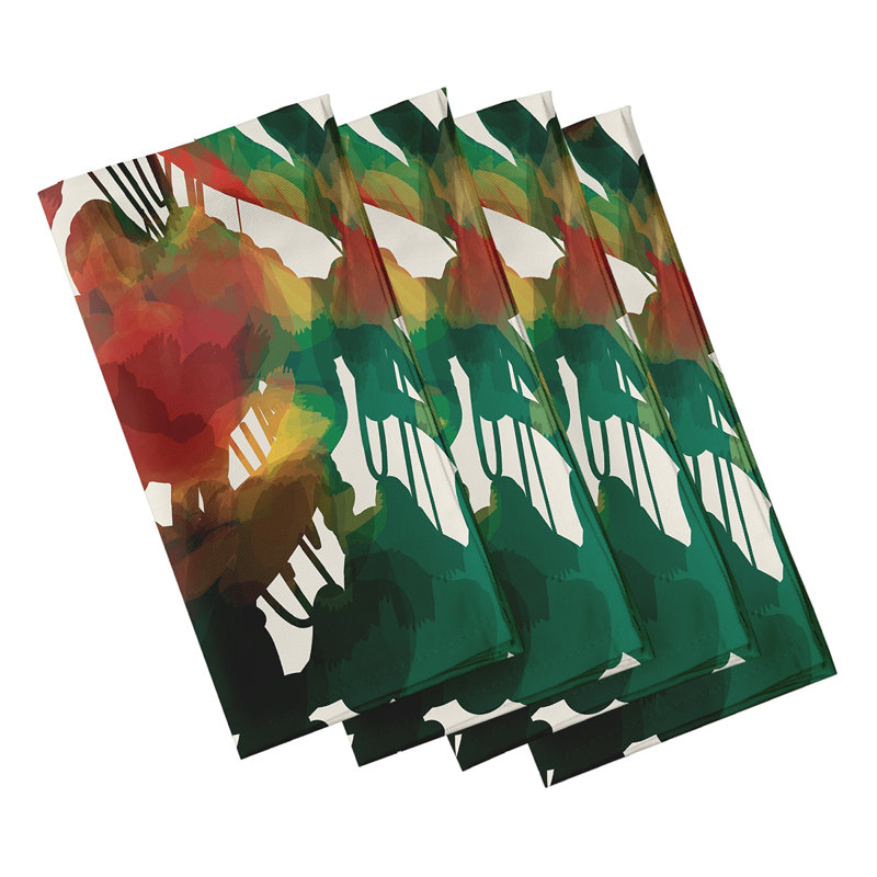 Akheelesh Polyester Floral Square Napkin, Red