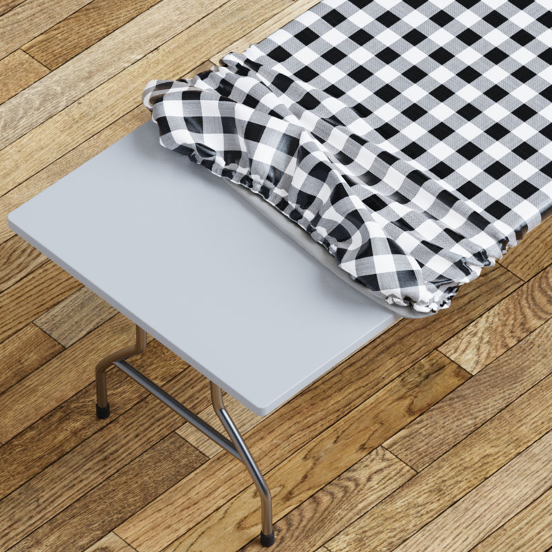Vinyl Picnic Fited Tableclth Rectangle 48X24 Black, Black, 96"  x 30"