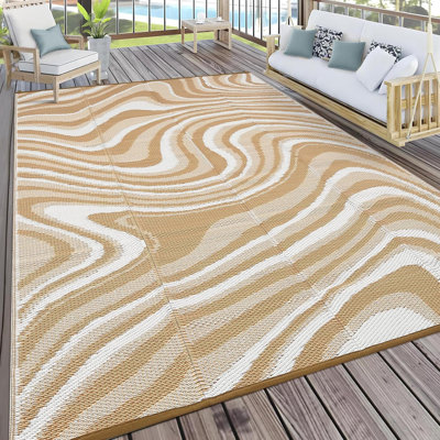 Waterproof Outdoor Rug 10X20 Large Abstract Outdoor Camping Rug With Portable Bag, Foldable Reversible Plastic Straw Rugs Modern UV Resistant Mats For Picnic Backyard RV Beach, Black Grey