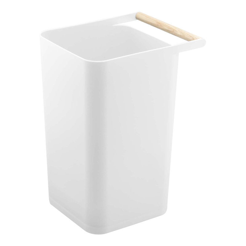 Como Yamazaki Home Slim Square Trash Can Garbage Waste Basket For Bathroom or Kitchen, 2.5 gallons, White