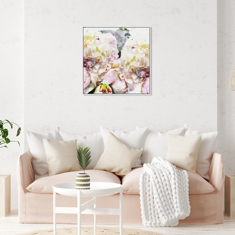 Pivoines - reproduction d'art, H 30 po x l 30 po x 1,5 po, Blanc