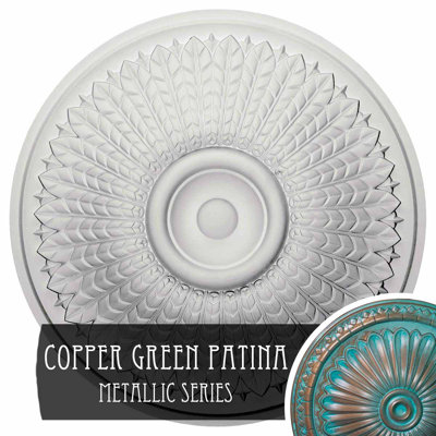 Endurathane Modena Ceiling Medallion, 23 1/2"OD x 3 1/2"P (Fits Canopies up to 5 1/4"), Hand-Painted Copper Green Patina Finish