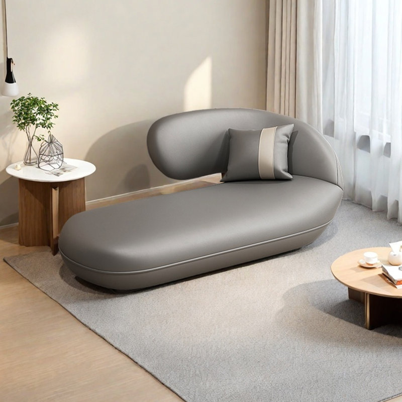 Fauteuil inclinable en similicuir léger et luxueux, Gris, Orienté à droite