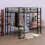 Lit mezzanine en métal avec 2 tablettes et 1 bureau Gerik-1589074352