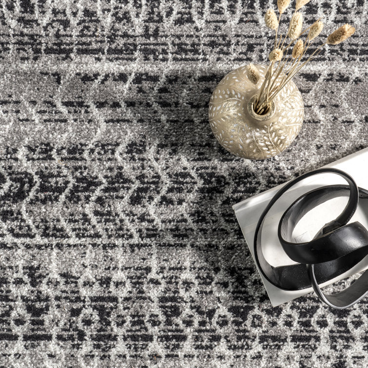 Canizales Striped Area Rug for Living Room Bedroom Dining Room Kitchen, Dark Grey/Ivory