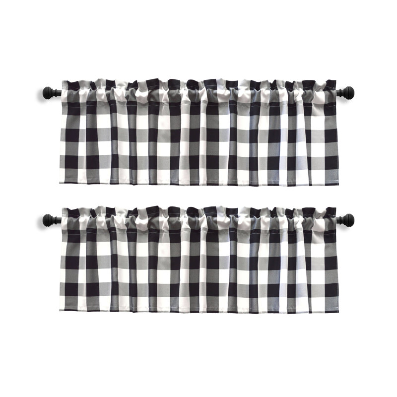 Leonelo Checkered Tailored Window Valance, Black/White